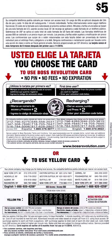 Yellow - Boss Revolution - PhoneCardNY.com
